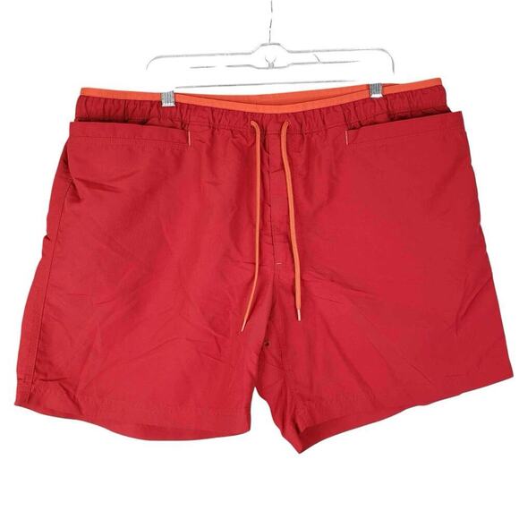 Duluth Trading Co Mens Shorts Swim Trunks Red Size XXL 2XL Drawstring Lined - Picture 2 of 9